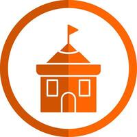 templo glifo naranja circulo icono vector