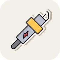 Spark Plug Line Filled White Shadow Icon vector