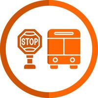 autobús detener glifo naranja circulo icono vector