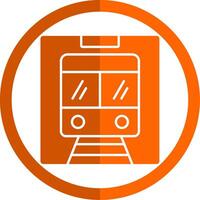 metro glifo naranja circulo icono vector