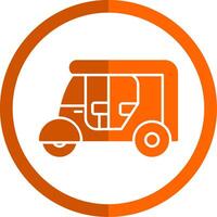 Rickshaw Glyph Orange Circle Icon vector