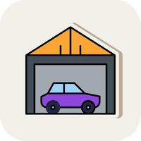 Garage Line Filled White Shadow Icon vector