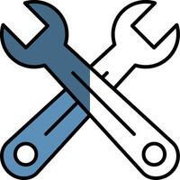 Cross Wrench Filled Half Cut Icon vector