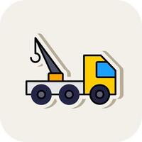 Tow Truck Line Filled White Shadow Icon vector