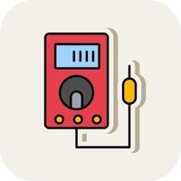 Voltmeter Line Filled White Shadow Icon vector