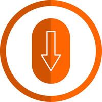Scroll Down Glyph Orange Circle Icon vector