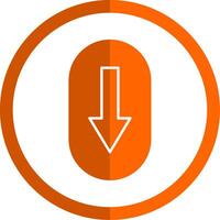 Scroll Down Glyph Orange Circle Icon vector