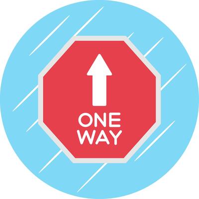 One Way Flat Blue Circle Icon