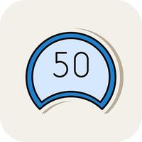 Speed Limit Line Filled White Shadow Icon vector