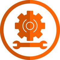 Gear Glyph Orange Circle Icon vector