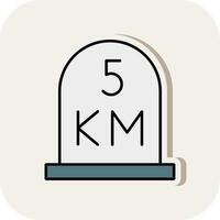 kilometer Line Filled White Shadow Icon vector