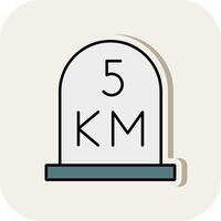 kilometer Line Filled White Shadow Icon vector