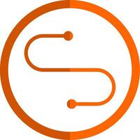 Curve Glyph Orange Circle Icon vector