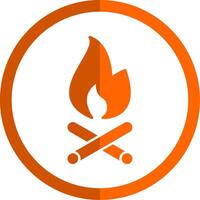 Fire Glyph Orange Circle Icon vector