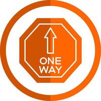 One Way Glyph Orange Circle Icon vector