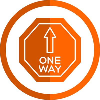 One Way Glyph Orange Circle Icon
