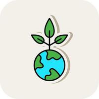 Earth Day Line Filled White Shadow Icon vector