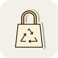 Recycle Bag Line Filled White Shadow Icon vector