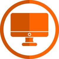 Monitor Glyph Orange Circle Icon vector