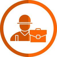 Worker Glyph Orange Circle Icon vector