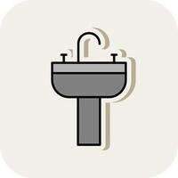 Sink Line Filled White Shadow Icon vector