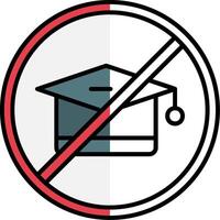 No educación lleno medio cortar icono vector