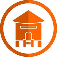 Hut Glyph Orange Circle Icon vector
