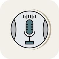 Voice Recorder Line Filled White Shadow Icon vector