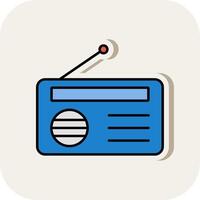 Radio Line Filled White Shadow Icon vector