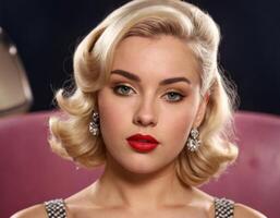 Blonde in a retro look. photo