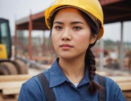 Architect in a yellow helmet. photo