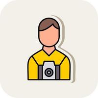 Camera Man Line Filled White Shadow Icon vector