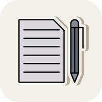 Document Line Filled White Shadow Icon vector