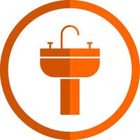 Sink Glyph Orange Circle Icon vector