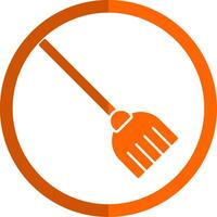 Broom Glyph Orange Circle Icon vector