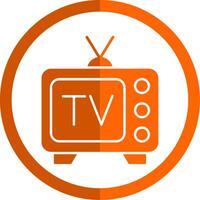 Tv Glyph Orange Circle Icon vector