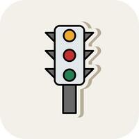 Traffic Control Line Filled White Shadow Icon vector