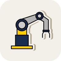 Robotic Arm Line Filled White Shadow Icon vector