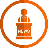 News Anchor Glyph Orange Circle Icon vector