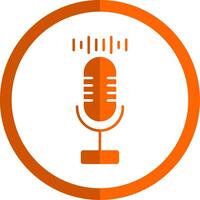 Audio Recorder Glyph Orange Circle Icon vector