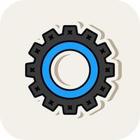 Cogwheel Line Filled White Shadow Icon vector