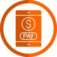 Mobile Payment Glyph Orange Circle Icon vector