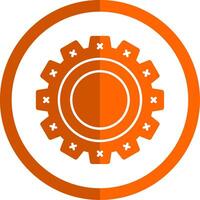 Cogwheel Glyph Orange Circle Icon vector