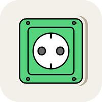 Socket Line Filled White Shadow Icon vector