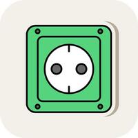 Socket Line Filled White Shadow Icon vector