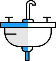 lavabo lleno medio cortar icono vector