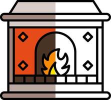 Fireplace Filled Half Cut Icon vector