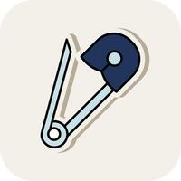 Safety Pin Line Filled White Shadow Icon vector