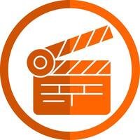 Clapper Board Glyph Orange Circle Icon vector