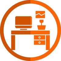 lugar de trabajo glifo naranja circulo icono vector